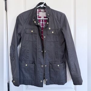 Banana Republic Gray Utility Jacket with Plaid Lining